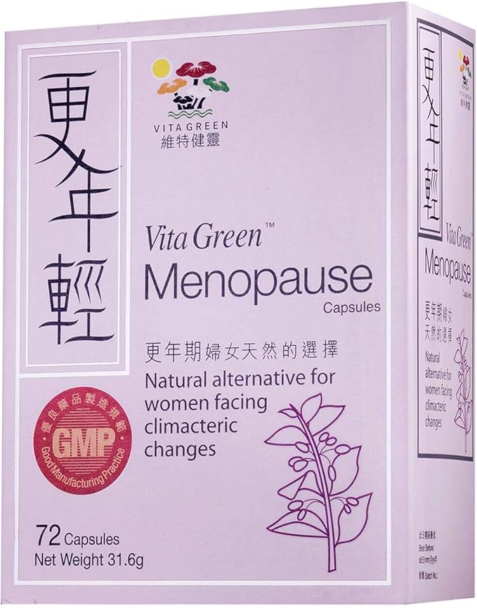 Vita Green Menopause Support Supplement – Natural Relief for Hot Flashes, Night Sweats, and Menopausal Symptoms – Supports Healthy Skin & Hair – 72 Capsules