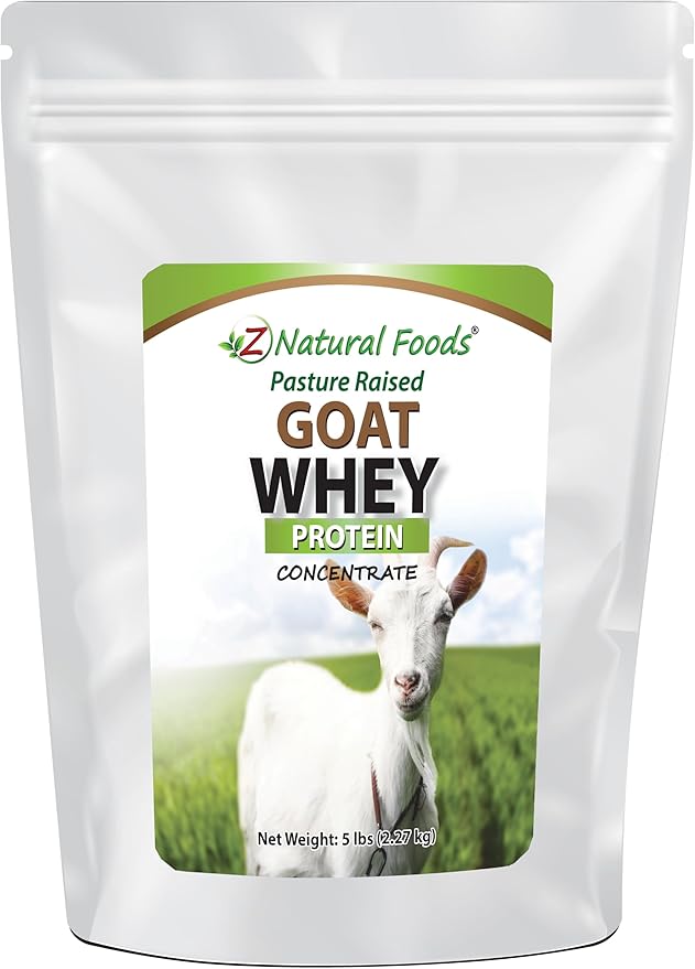 Z Natural Foods Goat Whey Protein Powder Concentrate - Undenatured, Unflavored, Pasture Raised Whey - Clean Goat Protein Powder with Vital Proteins for Weight Management, Immune Support, Fitness, 5 lb