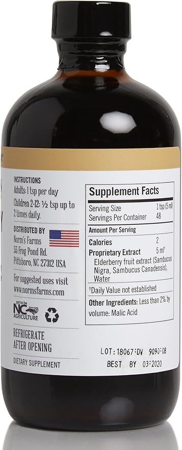 Norm's Farms Black Elderberry Wellness Syrup and Black Elderberry Extract - Natural Immune Support - 2 8 Oz. Containers