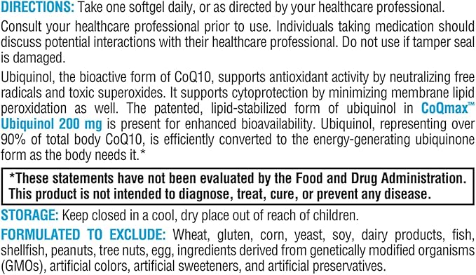 XYMOGEN CoQmax 200mg CoQ10 ubiquinol - Patented, Stabilized Form - Coenzyme Q10 for Antioxidant, Cognitive + Heart Health Support (30 Softgels)