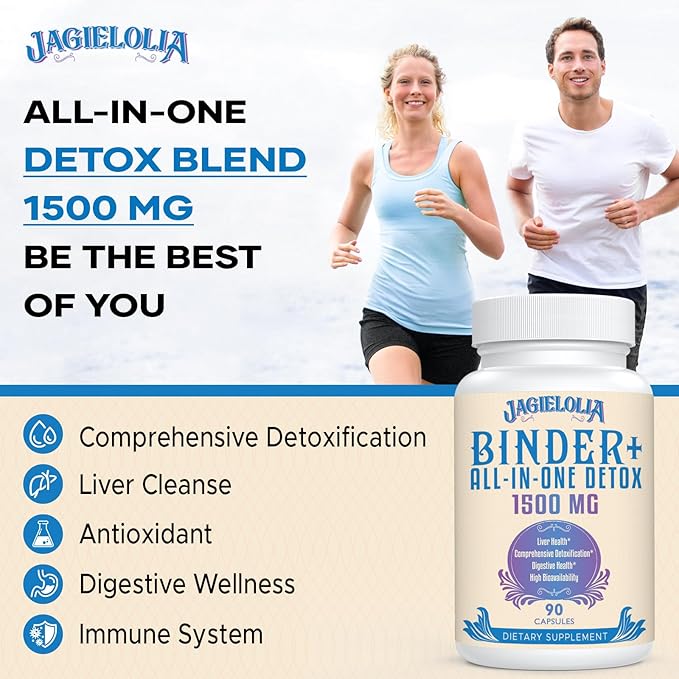 All-In-One Detox Binder Supplement 1500 MG - High Bioavailability, Liver Gut Detox Cleanse with Activated Charcoal, Zeolite & Bentonite Clay for Toxins, Liver, Digestive, 270 Vegan Capsules
