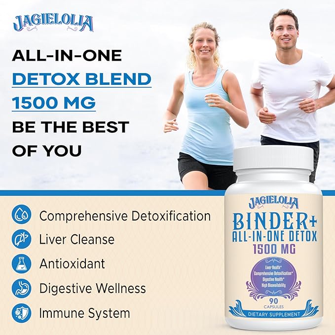 All-In-One Detox Binder Supplement 1500 MG - High Bioavailability, Liver Gut Detox Cleanse with Activated Charcoal, Zeolite & Bentonite Clay for Toxins, Liver, Digestive, 540 Vegan Capsules