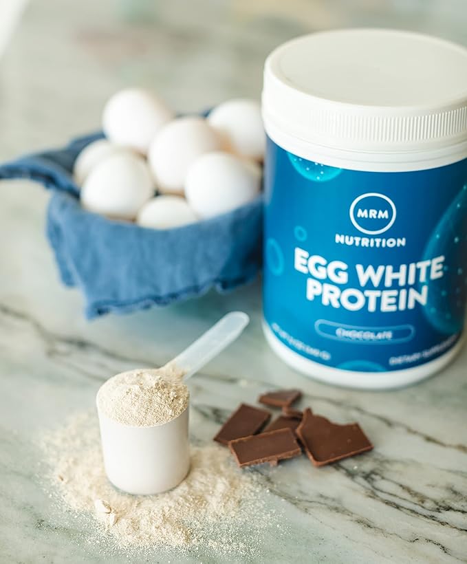 MRM Nutrition Egg White Protein | Chocolate Flavored | 23g Fat-Free Protein | with Digestive enzymes | Highest Biological Value | Clinically Tested | 10 Servings