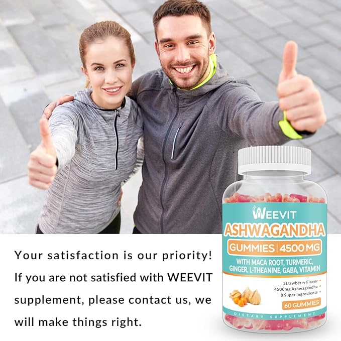 Ashwagandha Gummies with Vitamin D for Women & Men, Ashwagandha Gummy with Maca Root Powder | Organic Ashwa Gummies for Boost Energy