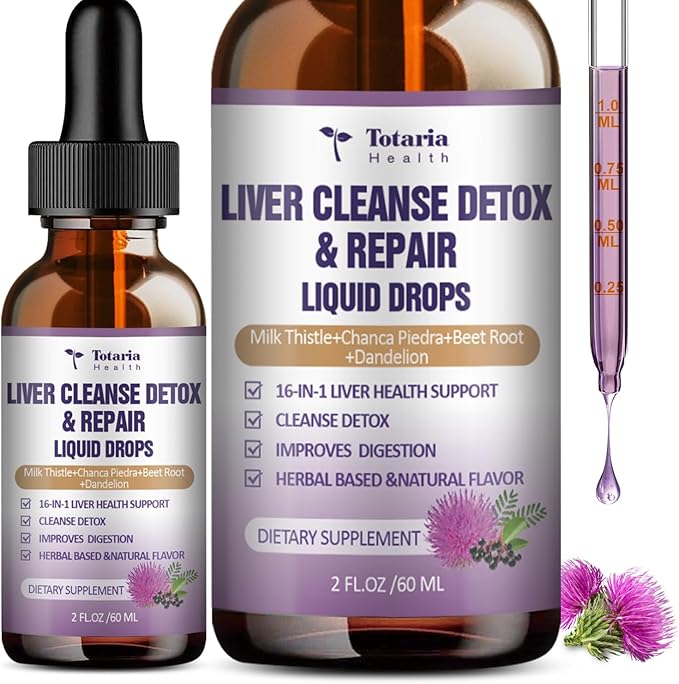 Liver Cleanse Detox & Repair Liquid,1100mg Milk Thistle Supplement Dandelion Root and 16+ Herbs for Liver Support Active Liver Health Formula No Sugar Vegan Non-GMO and All-Natural