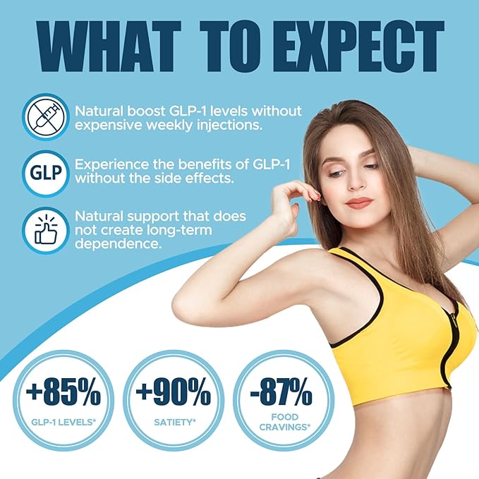 GLP-1 Supplement, GLP1 Support for Women & Men, GLP1 Supplement Probiotic for Immune, Gut, Energy, Overall Health - 60 Capsules