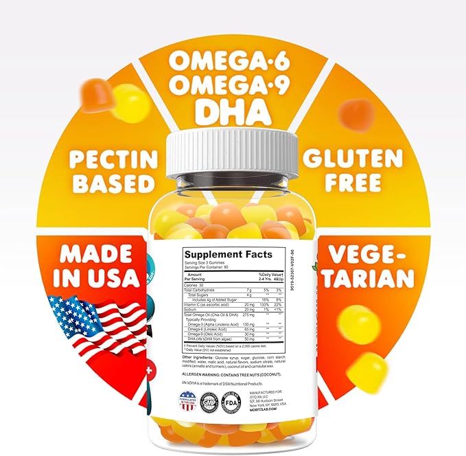 DR. MORITZ Vegan Omega 3 Gummies for Kids and Toddlers (240 Count), Kids Omega 3 Gummies for Brain & Heart Health, No Fish Oil & Gluten Free