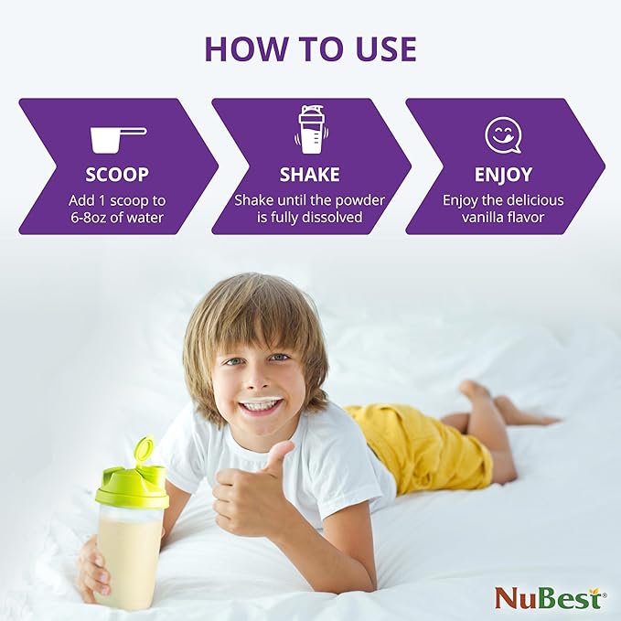 NuBest Bundle Vanilla Plant-Based Protein 10 Serving Tall Kids 60 Chewable Tablets - Multivitamin, Calcium, Probiotic, Omega 3-6-9 and More