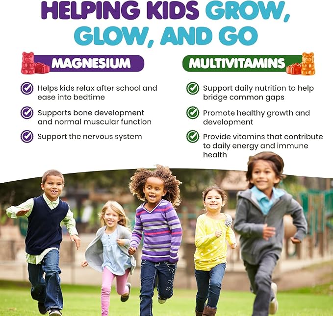 DR. MORITZ Kids Magnesium Gummies Orange Flavor (120 Count) and Kids Multivitamin Gummies (120 Count) - Relaxation & Health Support - Non-GMO, Vegetarian Toddler Vitamins