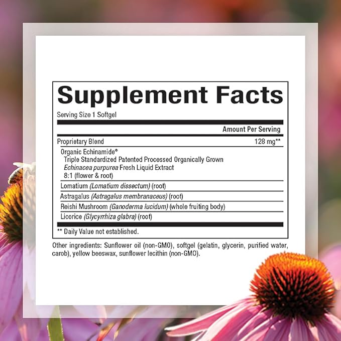 Natural Factors Anti-V Formula, Echinacea Supplement for Immune and Wellness Support, Organic, Non-GMO, 120 Softgels