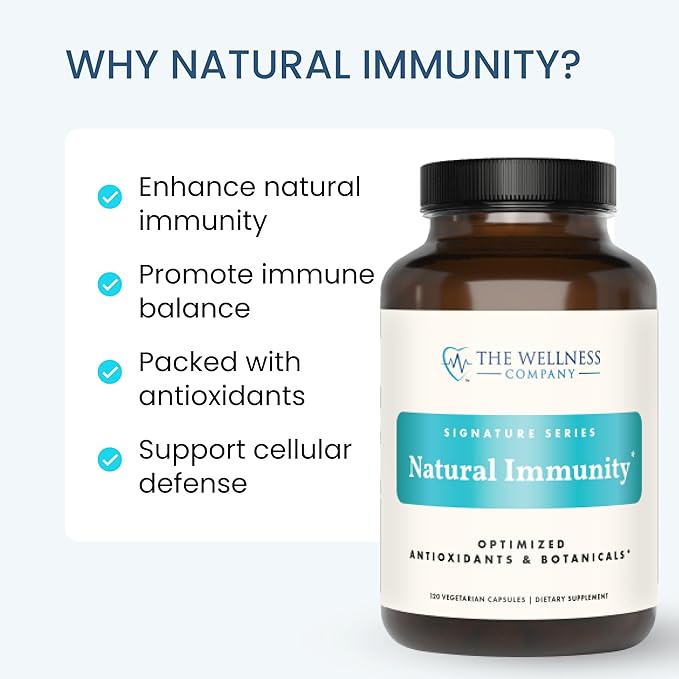 The Wellness Company Natural Immunity | 60 Capsule (1 Month Supply) | Formulated for Powerful Daily Immune Defense | Non-GMO, Vegan, Gluten Free | for Supporting Healthy Immune Function