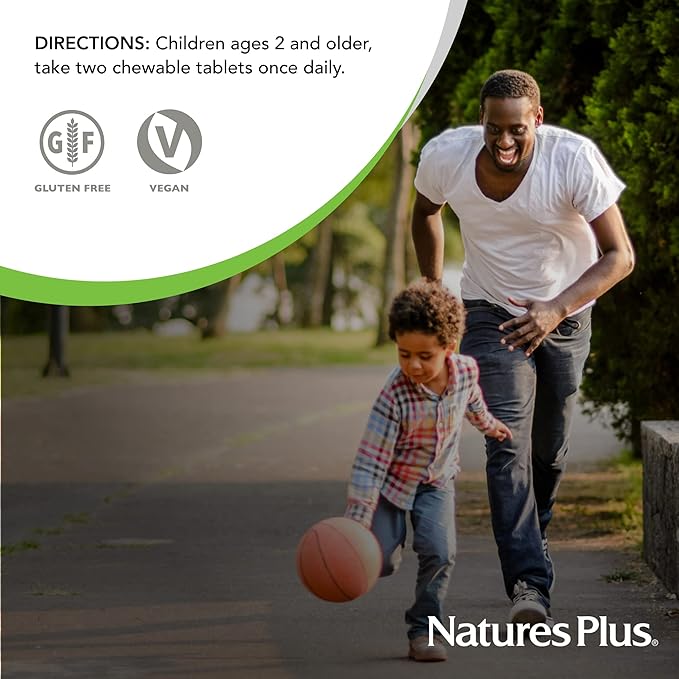 Natures Plus Animal Parade Multivitamin Children's Chewables - Cherry Flavor - 90 Animal-Shaped Tablets - Promotes Health & Well-Being - Vegetarian, Gluten Free - 45 Servings