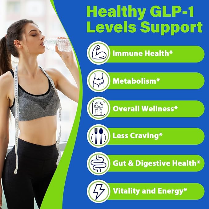 GLP-1 Supplement, Max Strength GLP-1 GLP1 Powder Supplements for Women & Men, Natural GLP-1 Support with Akkermansia Probiotic, High Fiber for Digestive & Gut, Metabolism, Energy, Vegan, 4 Pack