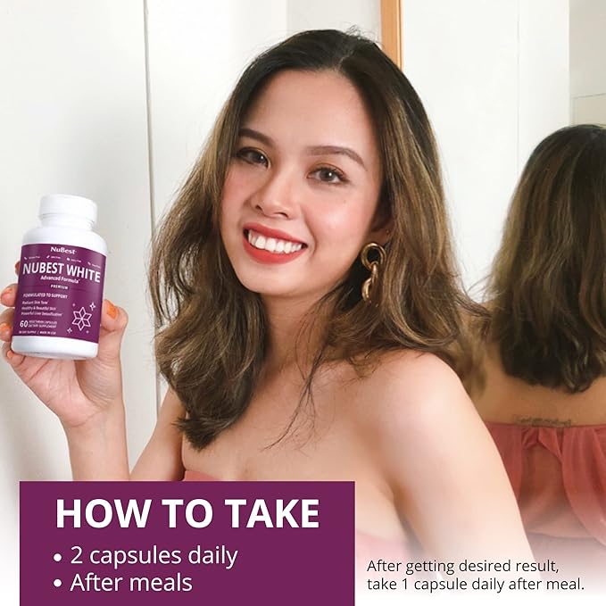 NuBest White - Glutathione 400mg & Milk Thistle Extract - Skin Brightening Supplement - Supports Beautiful and Radiant Skin - Antioxidant & Detoxification - 1 Pack | 1 Months Supply