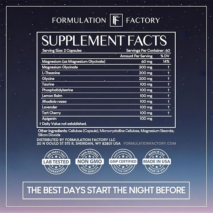 The Night Before: 10-in-1 Midnight Maximizer, Sleep Aid, Stress Relief, Cognition, Relaxation, Recovery, Magnesium Glycinate, L-Theanine, Glycine, Taurine, Lemon Balm, Rhodiola, Lavender (2 Months)