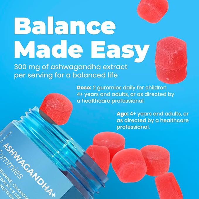 DR. MORITZ Ashwagandha Gummies for Calm, Relaxation, and Immune Support - Ashwagandha for Women and Men - with L-Theanine - Sugar Free and Non-GMO (2 Pack, 120 Count)