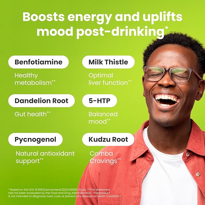 NoMoreDrinks Anti Alcohol Craving Supplement | Liver Detox & Combat Cravings | Energy Support Alcohol Replacement Drink | Organic Milk Thistle Supplement & Dandelion Root & 5HTP | (10) Energy Pills