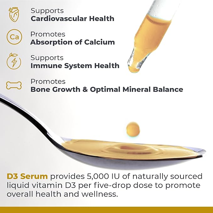 Premier Research Labs Vitamin D3 Serum - Liquid Vitamin D Oil Drops for Adults, Liquid Vitamin D3 5000 IU, Sublingual Vit D3 Liquid - 0.43 fl oz