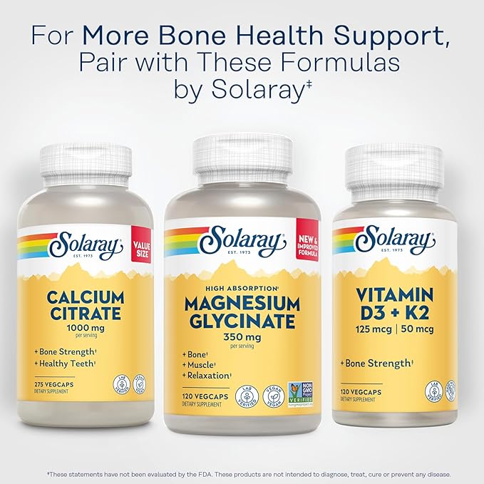 SOLARAY Magnesium Glycinate Capsules, Chelated Magnesium Bisglycinate w/BioPerine, Higher Absorption Magnesium Supplement - Bones, Muscles, Heart Support, Vegan (30 Servings, 120 VegCaps)