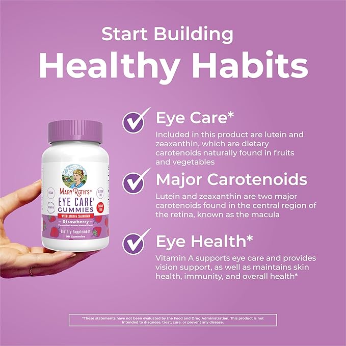 MaryRuth Organics Eye Care Gummies | Eye Health Vitamins for Adults and Kids | Lutein and Zeaxanthin Supplements | for Eyes | Vegan | Non-GMO | Gluten Free | 90 Count | 45 Day Supply