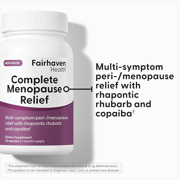 Fairhaven Health Complete Menopause Relief | Nonhormonal Menopause Supplement for Women | Relief from Hot Flashes, Night Sweats and Mood Swings | Gluten, Dairy, Soy Free | Non-GMO | 30 Capsules