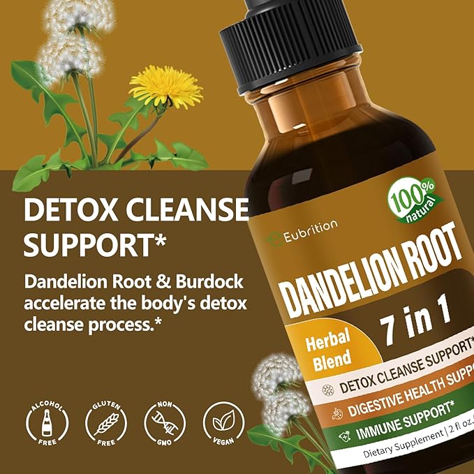Herbal Drops, Extract with Dandelion Root Burdock Licorice Support Detox Cleanse, Digestive Health & Immunity. 2oz