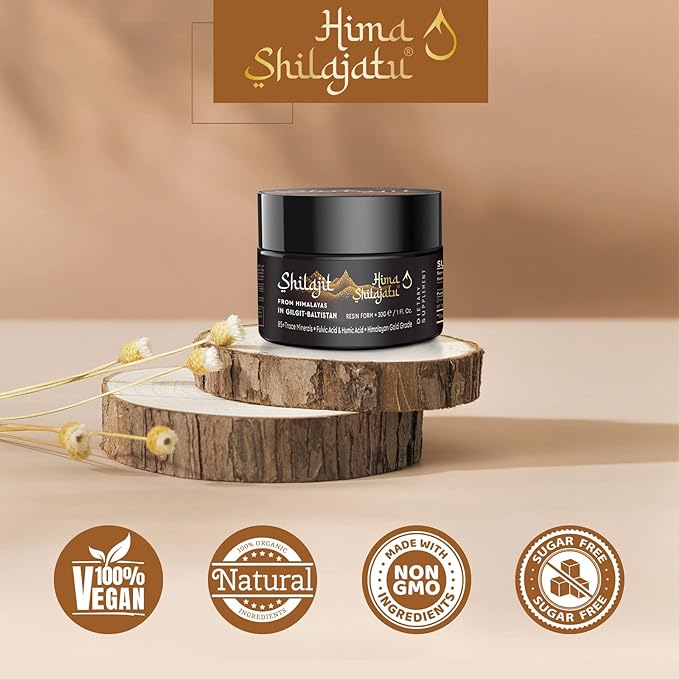 Shilajit Pure Himalayan Shilajit Resin - Gold Grade 100% Pure Shilajit with Fulvic Acid & 85+ Trace Minerals Complex for Energy & Immune Support, Pack of 2 (4 Months Supply)