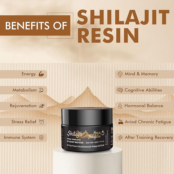 Shilajit Pure Himalayan Shilajit Resin - Gold Grade 100% Pure Shilajit with Fulvic Acid & 85+ Trace Minerals Complex for Energy & Immune Support, Pack of 2 (4 Months Supply)