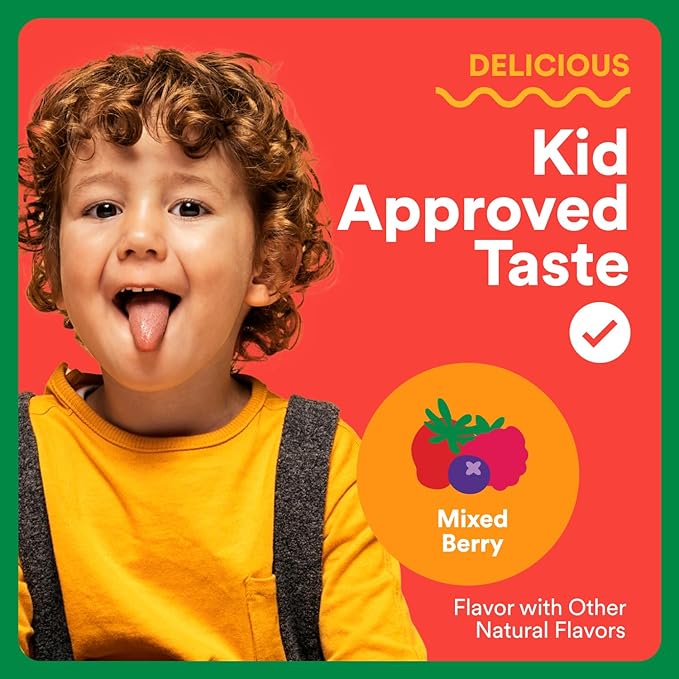 SmartyPants Kids Fiber & Veggies: Prebiotic Fiber Gummies for Kids, Fiber Supplement with Inulin, Organic Green Veggie Blend, Vegan, Gluten Free, Mixed Berry Flavor, 60 Count (30 Day Supply)