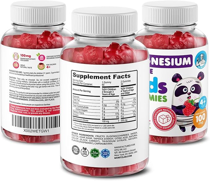 DR. MORITZ Calm Magnesium Gummies for Kids (60 Count, 2 Pack) and Kids Omega 3 Gummies (90 Count) Bundle - Low Sugar, Vegetarian, No Fish Oil