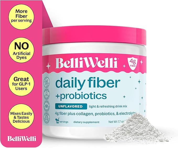Daily Fiber Supplement Powder Unflavored with Collagen, Probiotics & Electrolytes | Supports Digestive Health, Gut Balance & Debloating | 30 Servings