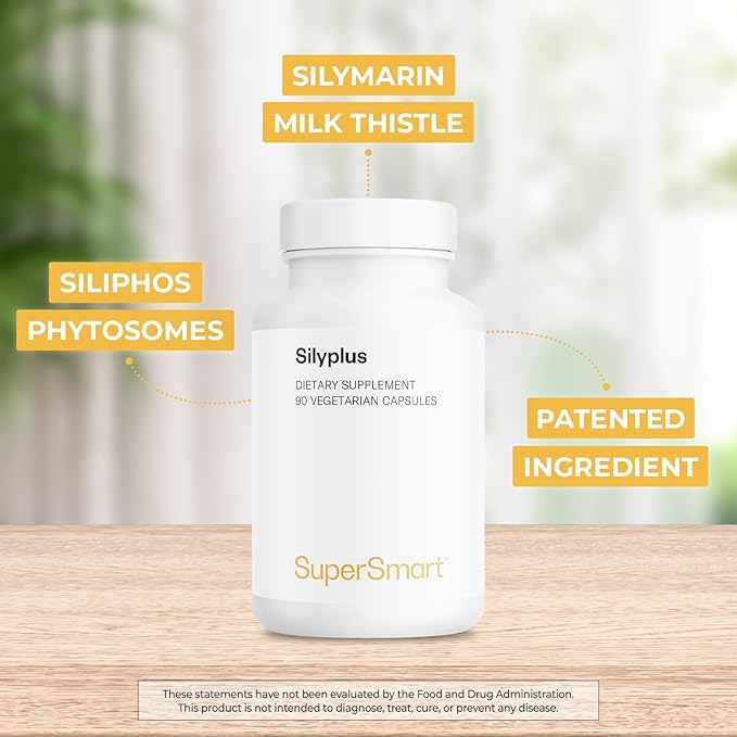 Supersmart - Silyplus 360mg per Day (Patented) - with Silymarin Milk Thistle Supplement - Siliphos Phytosomes | Non-GMO & Gluten Free - 90 Vegetarian Capsules