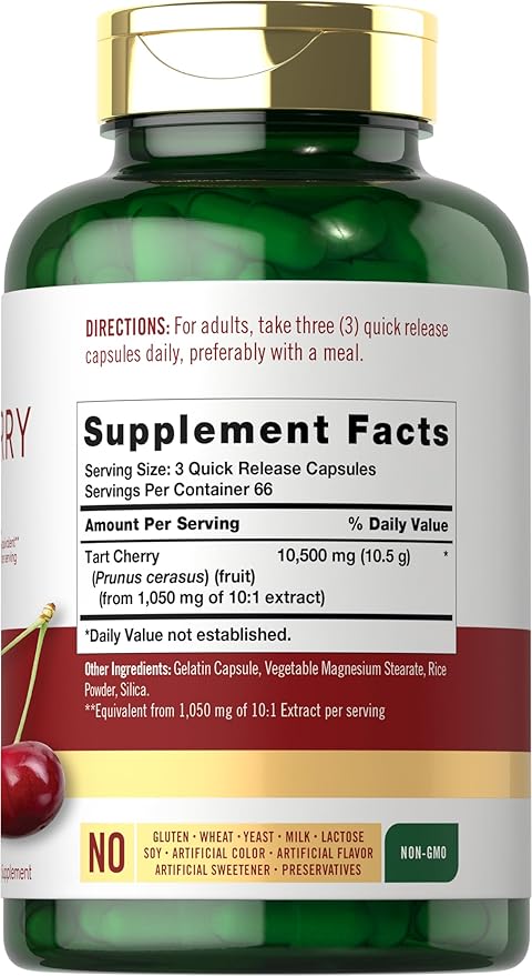Carlyle Tart Cherry Capsules | 10,500mg | 200 Pills | Max Potency | Non-GMO, Gluten Free | Tart Cherry Juice Extract