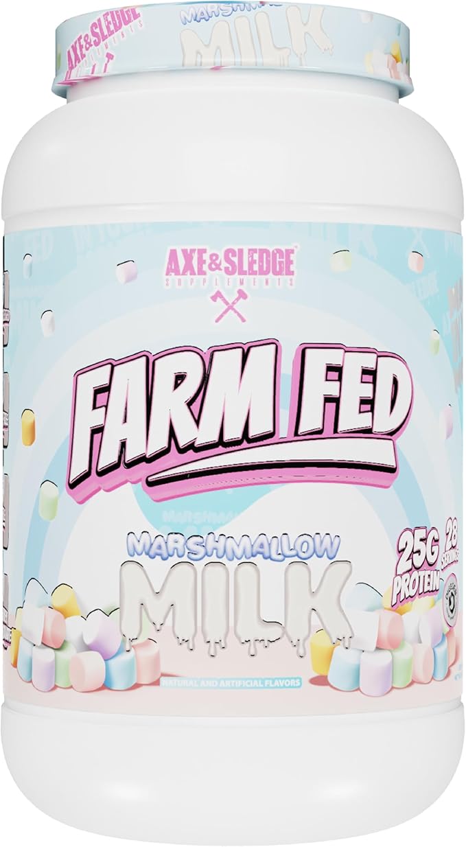 Axe & Sledge Supplements Farm Fed 100% Whey Protein Isolate with Digestive Enzymes (Marshmallow Milk)