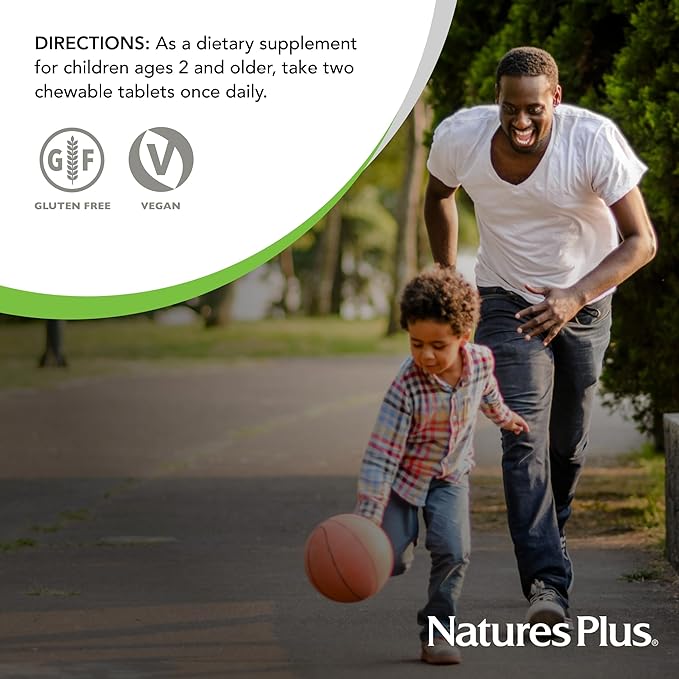 Natures Plus Animal Parade Gold Multivitamin Children’s Chewables - Watermelon Flavor - 120 Animal-Shaped Tablets - Vitamin D3, K2 & Probiotics - Vegan, Gluten Free - 60 Total Servings