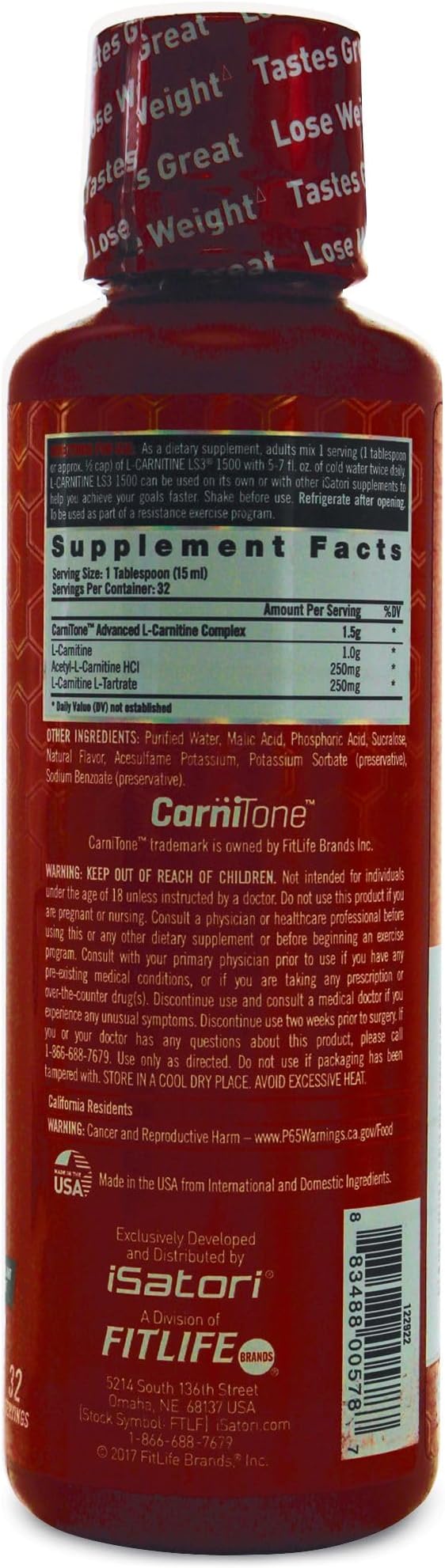 iSatori L-Carnitine LS3 1500, Liquid L-Carnitine with Acetyl L-Carnitine, L-Carnitine L-Tartrate, Stimulant Free Pre Workout, No Calories, Sugar, Gluten, Keto-Friendly, Grape Flavor (32 Servings)