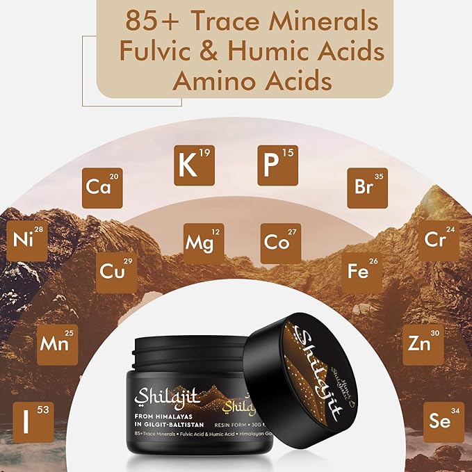 Shilajit Purest Himalayan Shilajit Resin - Gold Grade 100% Pure Shilajit with Fulvic Acid & 85+ Trace Minerals Complex for Energy & Immune Support, Pack of 3 (6 Months Supply)
