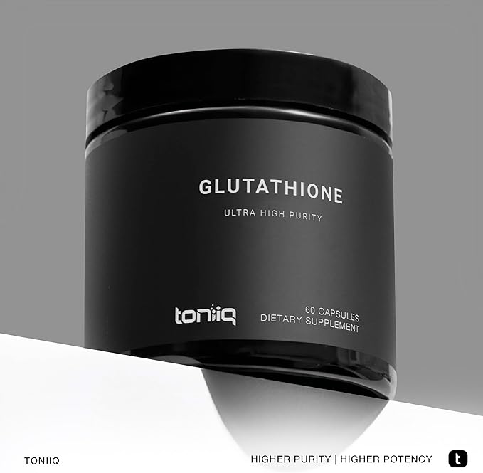 Toniiq Ultra High Strength Glutathione Capsules - 1000mg Concentrated Formula - 98%+ Highly Purified and Bioavailable - Non-GMO Fermentation - 60 Capsules Reduced Glutathione Supplement