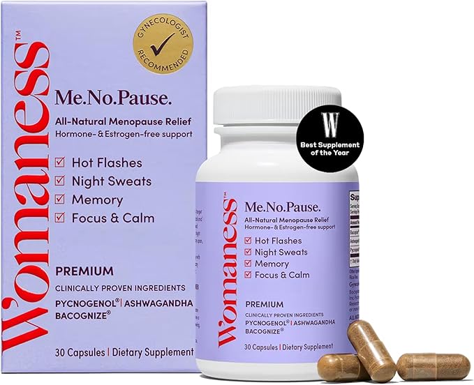 Womaness Menopause Supplements for Women - Perimenopause & Menopause Relief for Hot Flashes, Night Sweats, Vaginal Dryness, Brain Fog & Mood Support - Hormone & Estrogen-Free (30 Capsules)