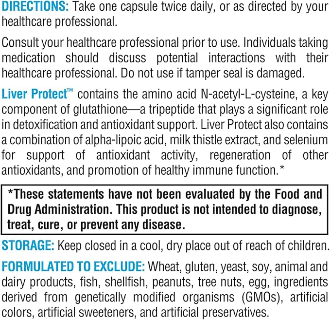 XYMOGEN Liver Protect - Supports Liver Health + Glutathione Production - Milk Thistle Extract, ALA Alpha-Lipoic Acid, N-Acetyl-L-Cysteine, Selenium L-Selenomethionine (60 Capsules)