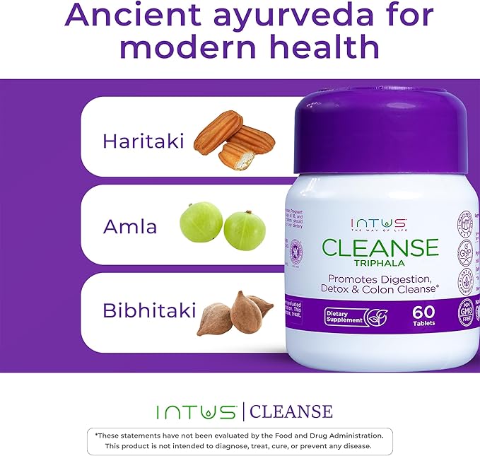 Intus Herbal Support for Digestive Wellness – Ayurvedic Formula for Balanced Gut Health – Gentle Colon Support for Men and Women – 60 Tablets