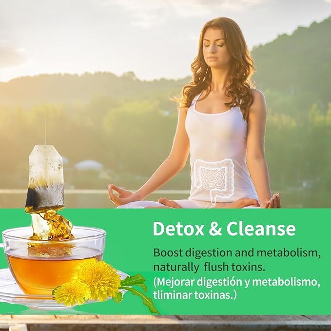 Herbmood 30 Day Detox Tea for body Cleanse, Te de Diente de Leon & cola de caballo Organico Natural, Limpieza de Colon y Desintoxicar, Digestive Health, Edema & Bloating Relief for Women, 30 Bags