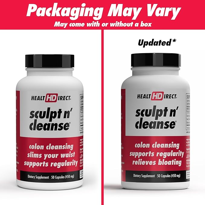 HEALTH DIRECT Sculpt n' Cleanse - Herbal Colon Cleanse for Digestive Health & Regularity - Natural Detox & Gut Flush Supplement - Weight Management Support - 50 Veggie Capsules