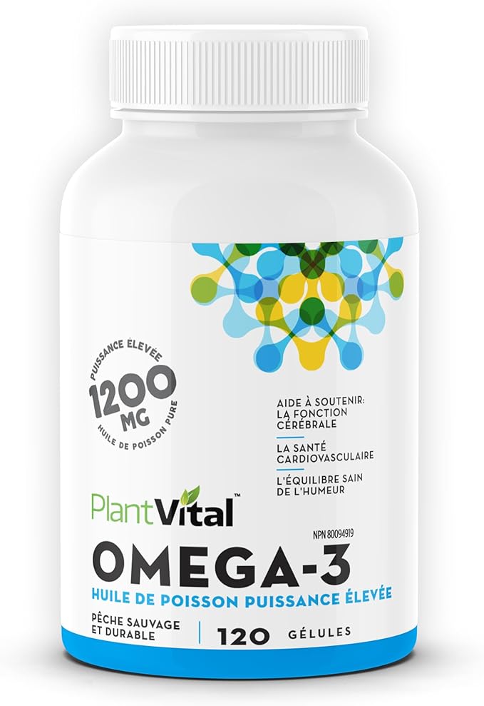 Plantvital Omega 3 Capsules- Pure Norwegian Omega 3 Fish Oil Supplements - Triple Strength- No Fish Flavor- Molecularly Distilled- Cognitive, Joint, Eye, Hair and Heart Health support-120 Capsules