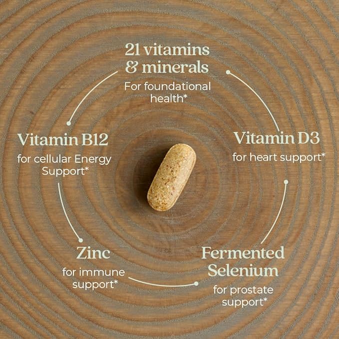 New Chapter Men's Multivitamin for Immune, Stress, Heart + Energy Support with Fermented Nutrients - Every Man's One Daily, Made with Organic Vegetables & Herbs, Non-GMO, Gluten Free - 48 ct