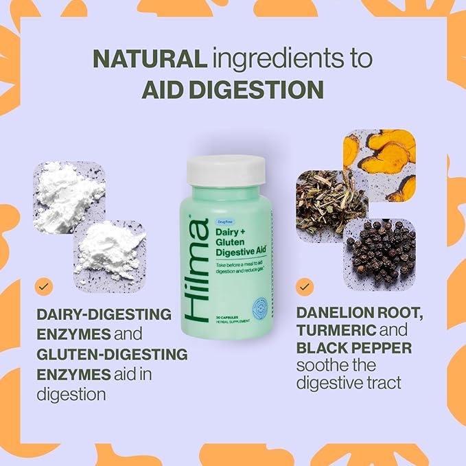 Hilma De-Bloat Bundle for Pre or Post Meal - Gas & Bloating Relief for Women (50 Vegan Capsules) with Lemon Balm & Peppermint Leaf - Digestive Enzymes for Women (30 Vegan Capsules) with Dandelion Root