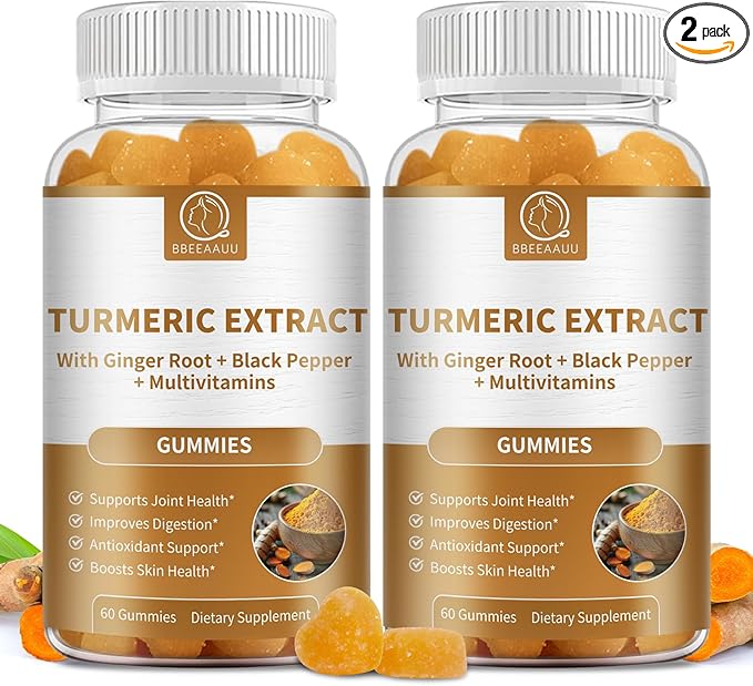 (2 Packs) Turmeric Curcumin with Black Pepper and Ginger Root, High Absorption Ultra Potent Turmeric Supplement for Joint Health & Digestion, Raspberry Flavor, 60 Count