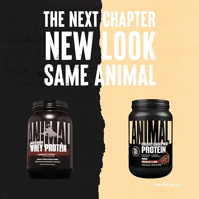 Animal Whey Isolate Protein Powder - Loaded for Pre & Post Workout Muscle Builder and Recovery with Digestive Enzymes for Men & Women - 25g Protein, Great Taste, Low Sugar - Chocolate 2 lbs
