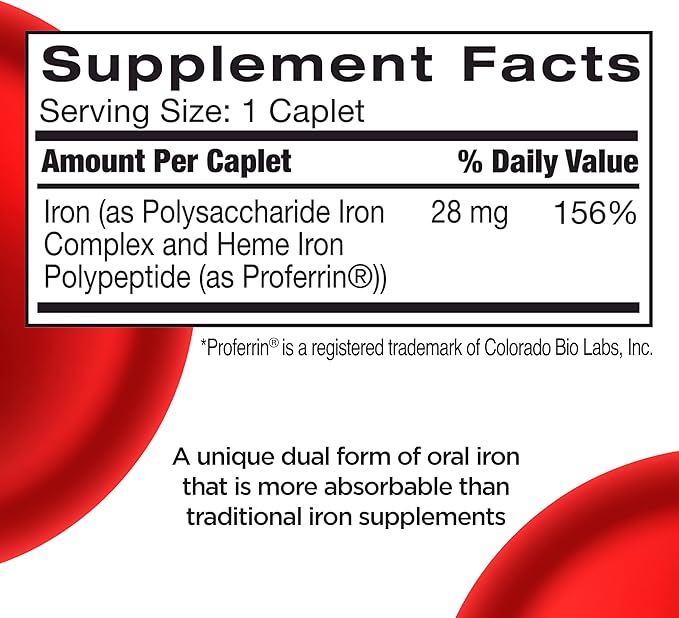 Feosol Complete Iron Supplement Tablets, Non-heme, 325mg Ferrous Sulfate (65mg Elemental Iron) per Iron Pill, 1 Per Day, 30 Count (Pack of 2, Total 60 Count), for Energy and Immune System Support