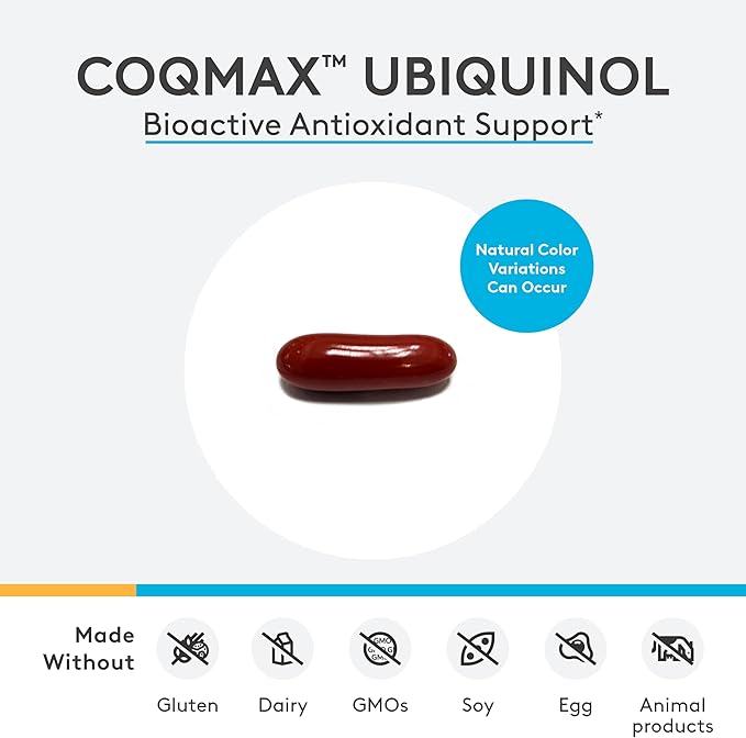XYMOGEN CoQmax 200mg CoQ10 ubiquinol - Patented, Stabilized Form - Coenzyme Q10 for Antioxidant, Cognitive + Heart Health Support (30 Softgels)